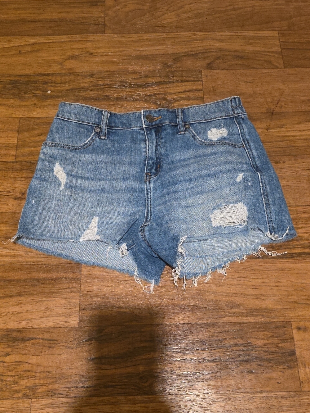 aerie Distressed Light Blue Denim Cutoff Shorts
